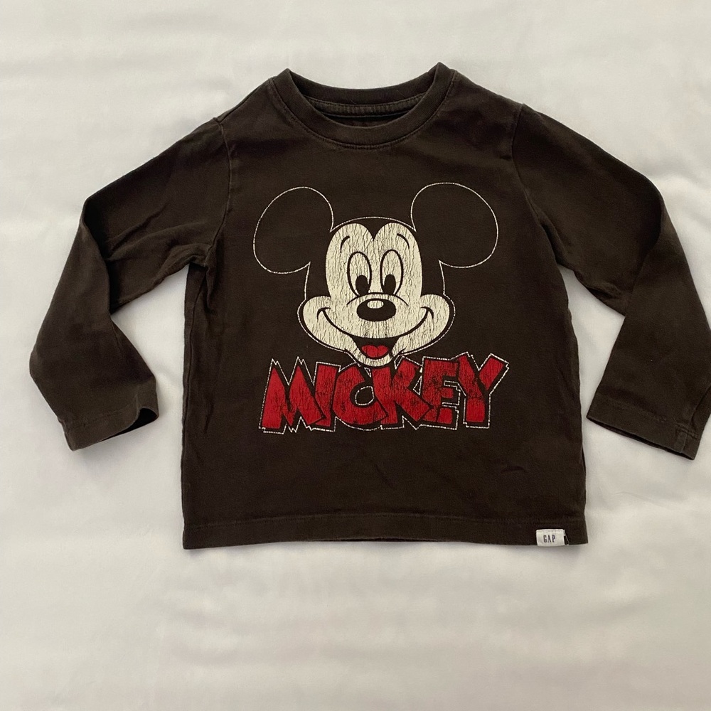 Kid’s Mickey Mouse Brown Long Sleeve T-Shirt. Size 3T